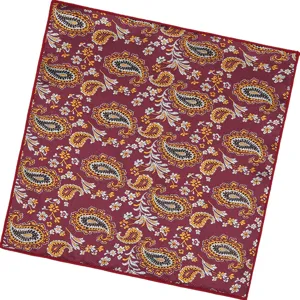 Klassieke heren paisley pochet zakdoek in bordeaux rood voor formeel pak accessoire