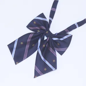 Stylish JK uniform bow tie with crown pattern and striped design for women daily wear.