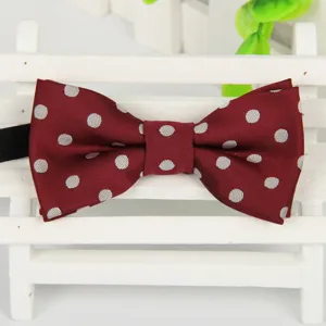 Noeuds papillon à pois pour enfants, joli nœud en tissu bordeaux pour bébé et garçon.