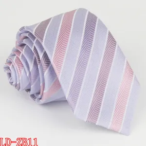 Men's purple and pink striped slim necktie rolled display main product photo for formal business.