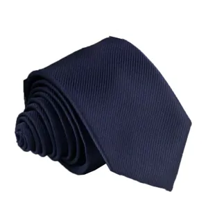 Classic navy blue men's necktie, stylish narrow formal tie for business and wedding events.