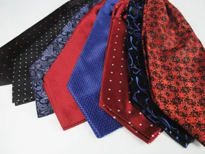 Heren formele polyester ascot das, Britse stijl klassiek patroon halsdoek voor kostuum.