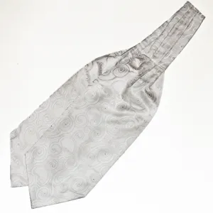 Zilver grijs heren ascot stropdas formeel huwelijk zaken vintage halsdoek detail