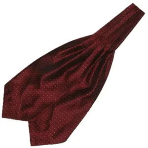 Heren bordeauxrode stippen ascot stropdas, klassieke formele polyester cravat voor zaken bruiloft.