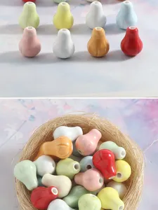 Perline di pera in ceramica Jingdezhen, perline sfuse colorate per braccialetti e collane fai da te.