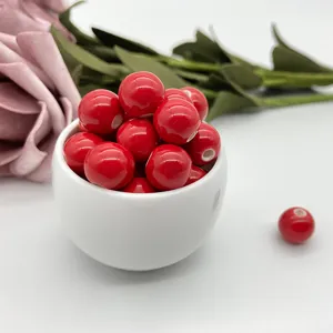 Red ceramic round loose beads for DIY jewelry making, beautiful bracelet accessories and parts.