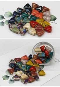 DIY ceramic triangle beads glazed loose beads for handmade jewelry making necklaces