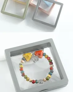 New Chinese ethnic style ceramic beaded bracelet with colorful beads and cute metal charms.