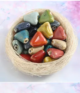 DIY glazed ceramic triangle beads irregular loose beads for vintage necklace jewelry making