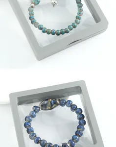 Chinese style ceramic beaded bracelet set featuring stylish floating display boxes for women.