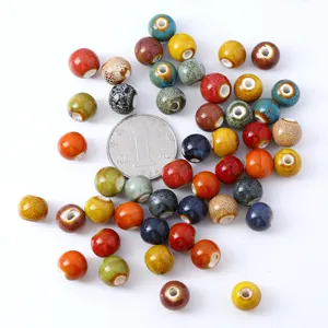 Perles en céramique Jingdezhen 10mm grand trou perles vernissées bricolage bijoux