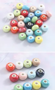 Colorful ceramic beads abacus shape loose beads for DIY handmade bracelets necklace accessories.
