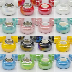 Colorful ceramic large hole beads charm bracelet DIY accessories porcelain spacer beads