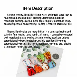 Colorful ceramic beads for DIY jewelry making, handmade glazed porcelain beads for bracelets.