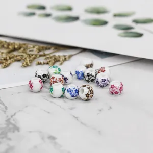 Ceramic Loose Beads Decal Blue And White Porcelain Floral Beading DIY Jewelry Making Accessories Craft Materials