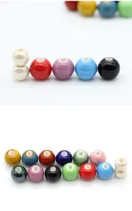 Colorful ceramic round loose beads for DIY jewelry making and bracelet accessories wholesale