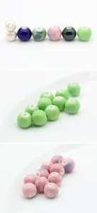 Colorful ceramic round beads loose beads for DIY jewelry making, bracelets, and accessories.