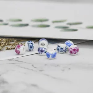 Ceramic plum blossom loose beads DIY jewelry accessories porcelain crafting supply