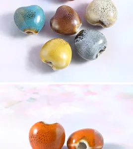 Colorful ceramic heart beads for DIY bracelet jewelry making and accessories supply.