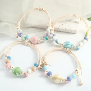 Handmade ceramic fish braided bracelet sweet style friendship wristband minimalist jewelry