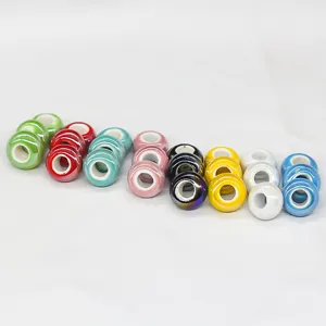 Colorful ceramic large hole beads for DIY handmade bracelet jewelry making accessories