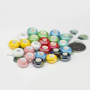 Colorful ceramic large hole beads for DIY charm bracelet jewelry making craft accessories.