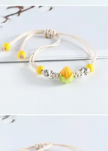 Handgefertigtes Jingdezhen Keramik Mais gewebtes Armband verstellbare Kordel Damen Schmuck