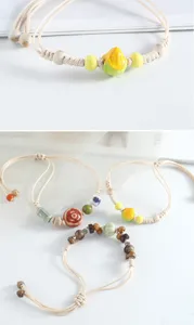 Handgemachte Jingdezhen Keramik Perlen geflochtene Armband Vintage chinesischen Stil Schmuck