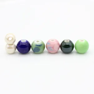 Colorful Ceramic Round Loose Beads Handcrafted Glazed Porcelain Beads For DIY Bracelets Jewelry Making Accessories Supplies