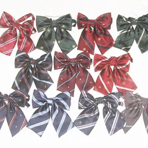 Korean Style JK Uniform Bow Tie Ribbon Polyester Silk Crown Striped Preppy Neckwear Women Fashion Accessories