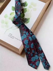 Silk floral tie 8cm handmade retro pattern business formal wedding necktie for elegant men