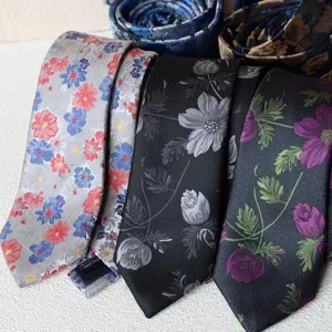 Unisex Retro Floral Pattern Business Formal Wedding Party Necktie Polyester Handmade Neck Tie Fashion Accessory