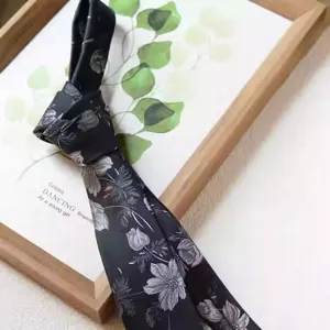 Retro black floral necktie 8cm wide for men business formal wedding suit vintage flower tie design
