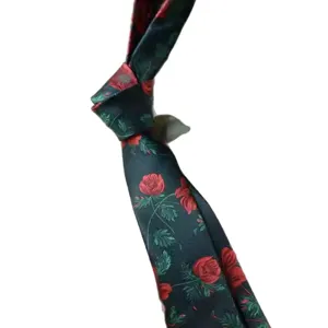 Retro floral print necktie for men and women, classic 8cm width handmade fashion tie.