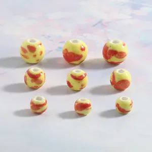 Ceramic splash glaze round loose beads with big hole for DIY handmade jewelry making 10mm.