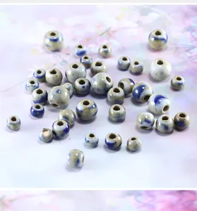 Cuentas de cerámica azul y blanca sueltas 10mm cuentas de arcilla para hacer joyas de bricolaje
