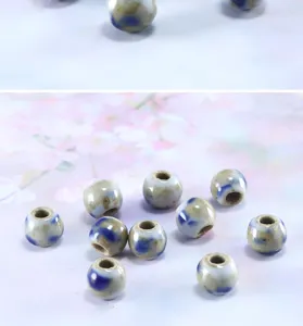 10mm cuentas de ceramica azul blanco porcelana bricolaje joyeria fabricacion partes