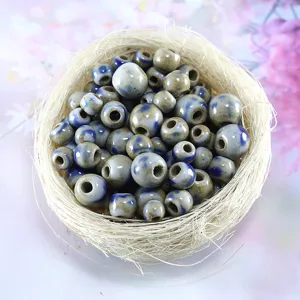 Cuentas Sueltas de Cerámica Estilo Porcelana Azul y Blanco Redondas Accesorios de Fabricación de Joyas DIY Manualidades