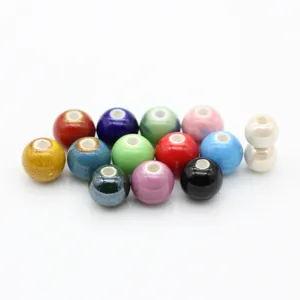 Colorful ceramic round beads DIY loose beads for jewelry making bracelets accessories wholesale.