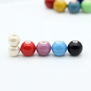 Colorful ceramic round beads loose beads DIY jewelry accessories for handmade bracelets and crafts