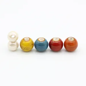 Colorful ceramic round loose beads DIY jewelry accessories for handmade bracelet crafting.