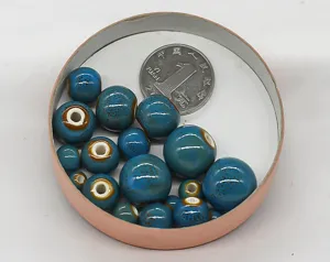 Glasierte keramik perlen 6-18mm diy schmuckherstellung blaue gesprenkelte perlen.