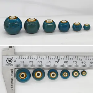 6-18mm blaue glasierte keramische runde perlen fur diy schmuckherstellung und armbander.