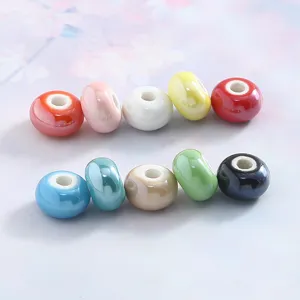 Macaron Electroplated Ceramic Beads Abacus Shaped Porcelain Loose Beads For DIY Bracelet Necklace Jewelry Making