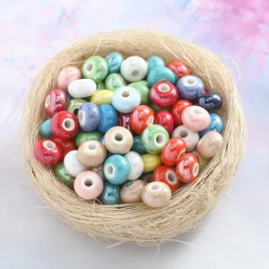Macaron ceramic beads loose abacus shape porcelain beads for handmade DIY bracelet accessories