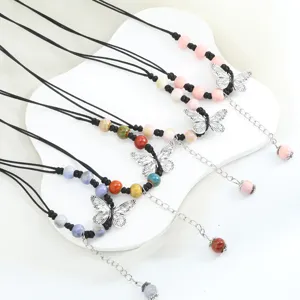 New Chinese style ceramic butterfly necklace for women, niche art sweater chain and collarbone.
