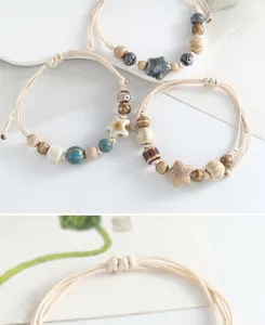 Handmade Jingdezhen ceramic beaded bracelet new Chinese style woven rope jewelry for women gift