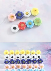Daisy smiley ceramic beads for DIY handmade jewelry making, cute loose spacer charms.