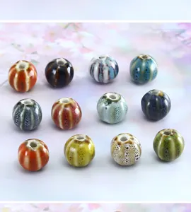 Retro glazed ceramic watermelon beads loose beads for DIY handmade bracelet necklace jewelry making