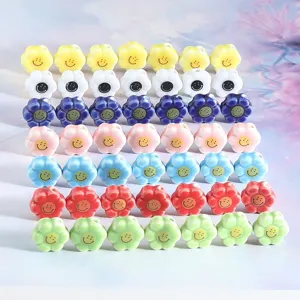Ceramic Loose Beads Daisy Smile Face High Temperature Fired Handmade Glazed DIY Jewelry Making Accessories